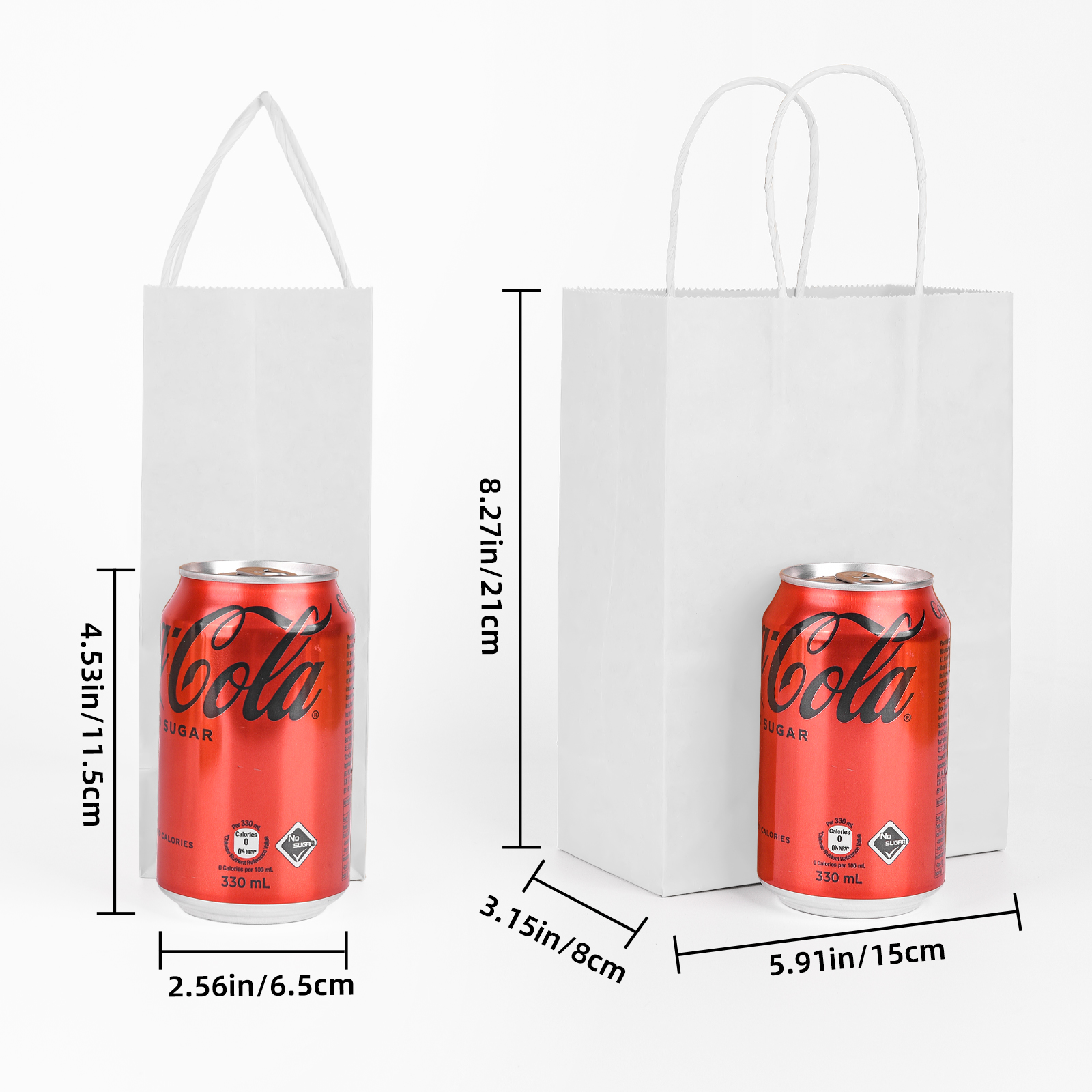 Bolthy White Small Kraft Paper Bags 100Pcs 5.91×3.15×8.27 inches(14x8x20cm) Paper Bags with Handles Gift Bags for Shopping, Wedding, Retail, Party Favor Bags