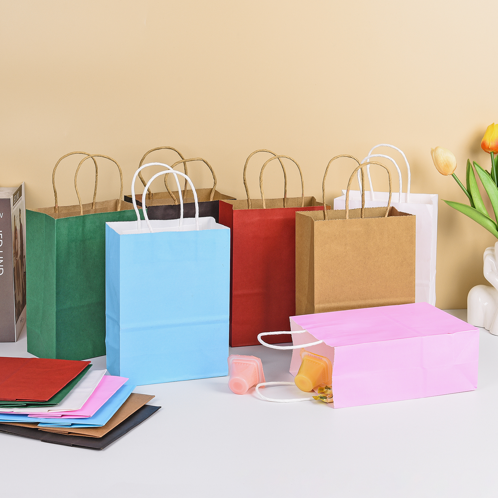 Bolthy MINI Black Kraft Paper Bags Small 25 PCS 5.91 x 3.15 x 8.26 inches(14x8x20cm) Small Kraft Paper Gift Bags with Handles Bulk Shopping Bags, Retail Bags, Merchandise Bags, Party Favor Bags