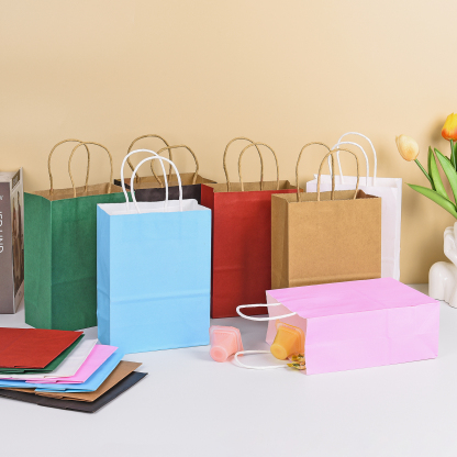 Bolthy MINI Black Kraft Paper Bags Small 25 PCS 5.91 x 3.15 x 8.26 inches(14x8x20cm) Small Kraft Paper Gift Bags with Handles Bulk Shopping Bags, Retail Bags, Merchandise Bags, Party Favor Bags