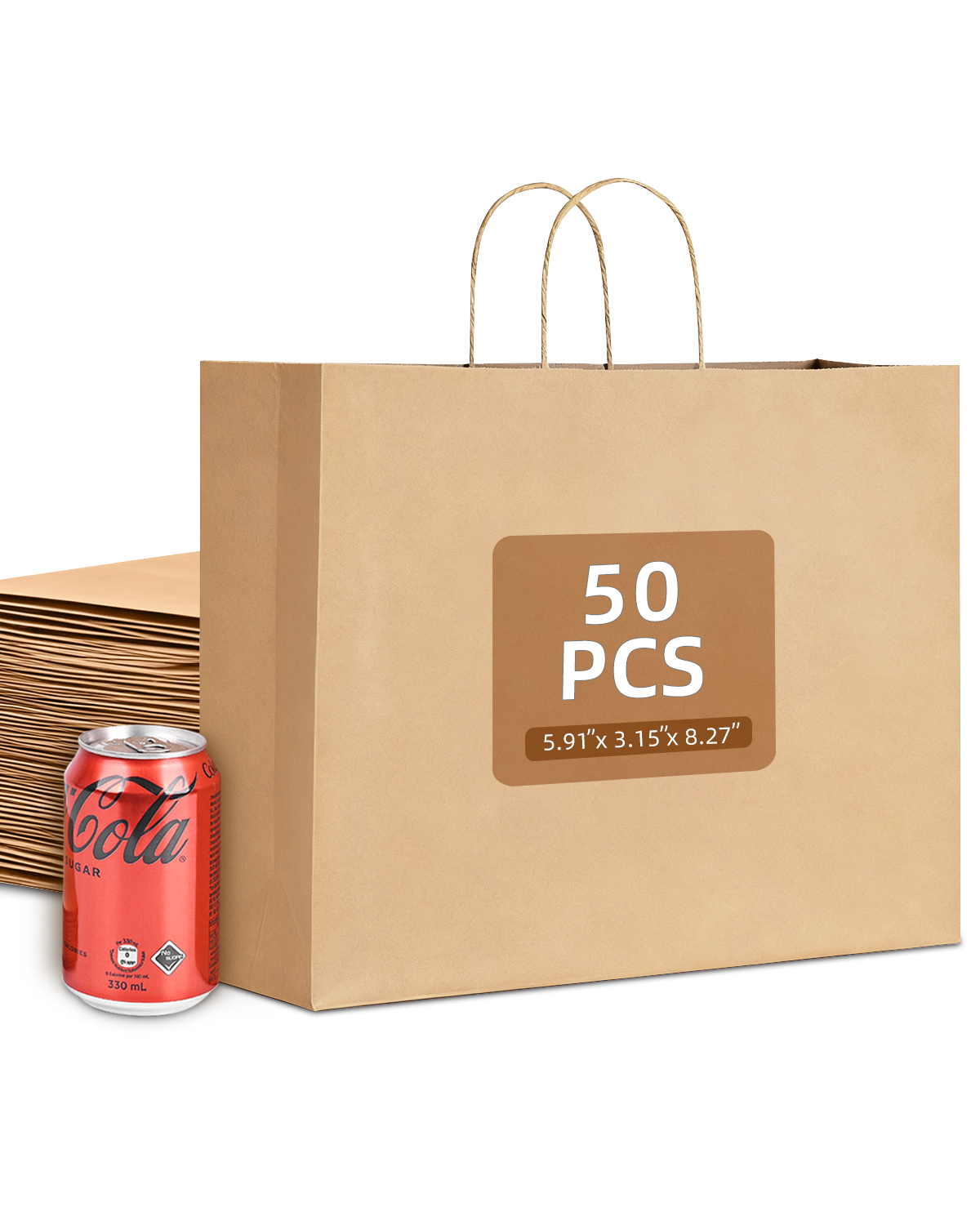 Bolthy Brown Extra Large Kraft Paper Bags 50Pcs 16 x 6 x 12 inches Paper Bags with Handles Gift Bags for Shopping, Wedding, Retail, Party Favor Bags