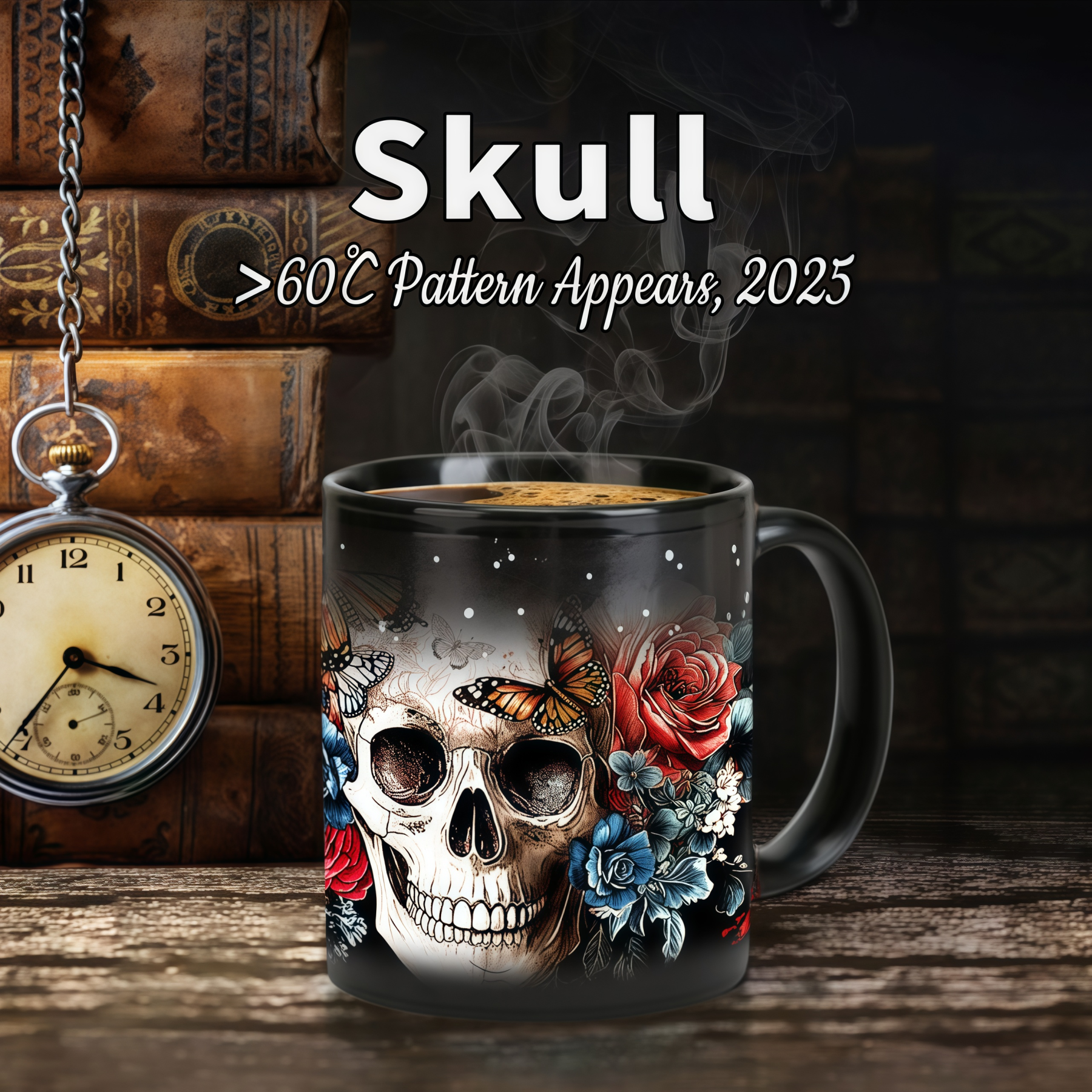 Skull and Rose Color-Changing Mug