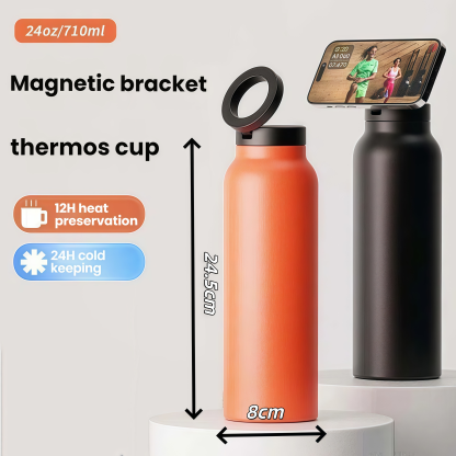 Magnetic suction stand, large-capacity, portable sports water bottle