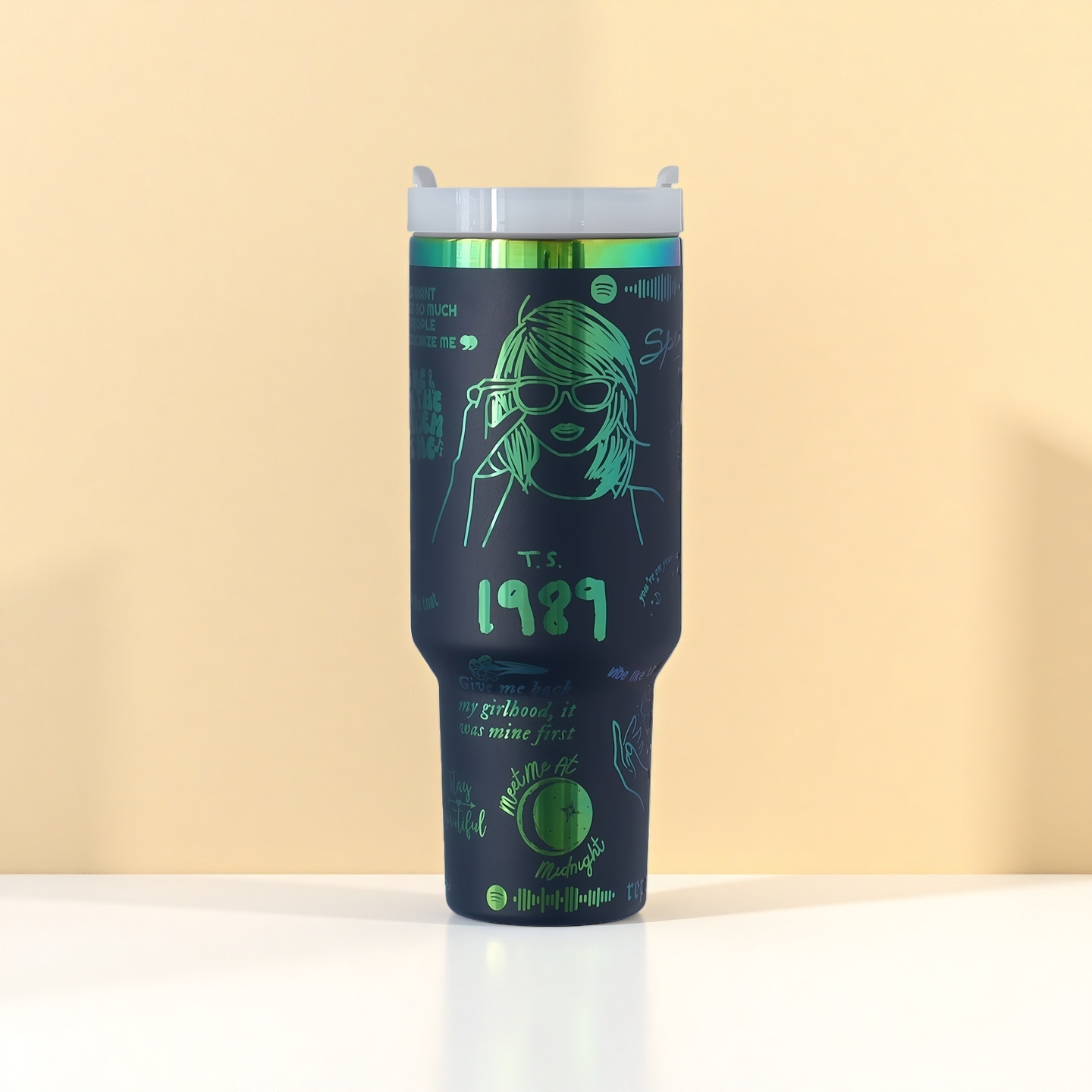 Taylor Colorful Ion Plating Laser Car Thermos Cup, Ice Cup, Water Cup with Straw