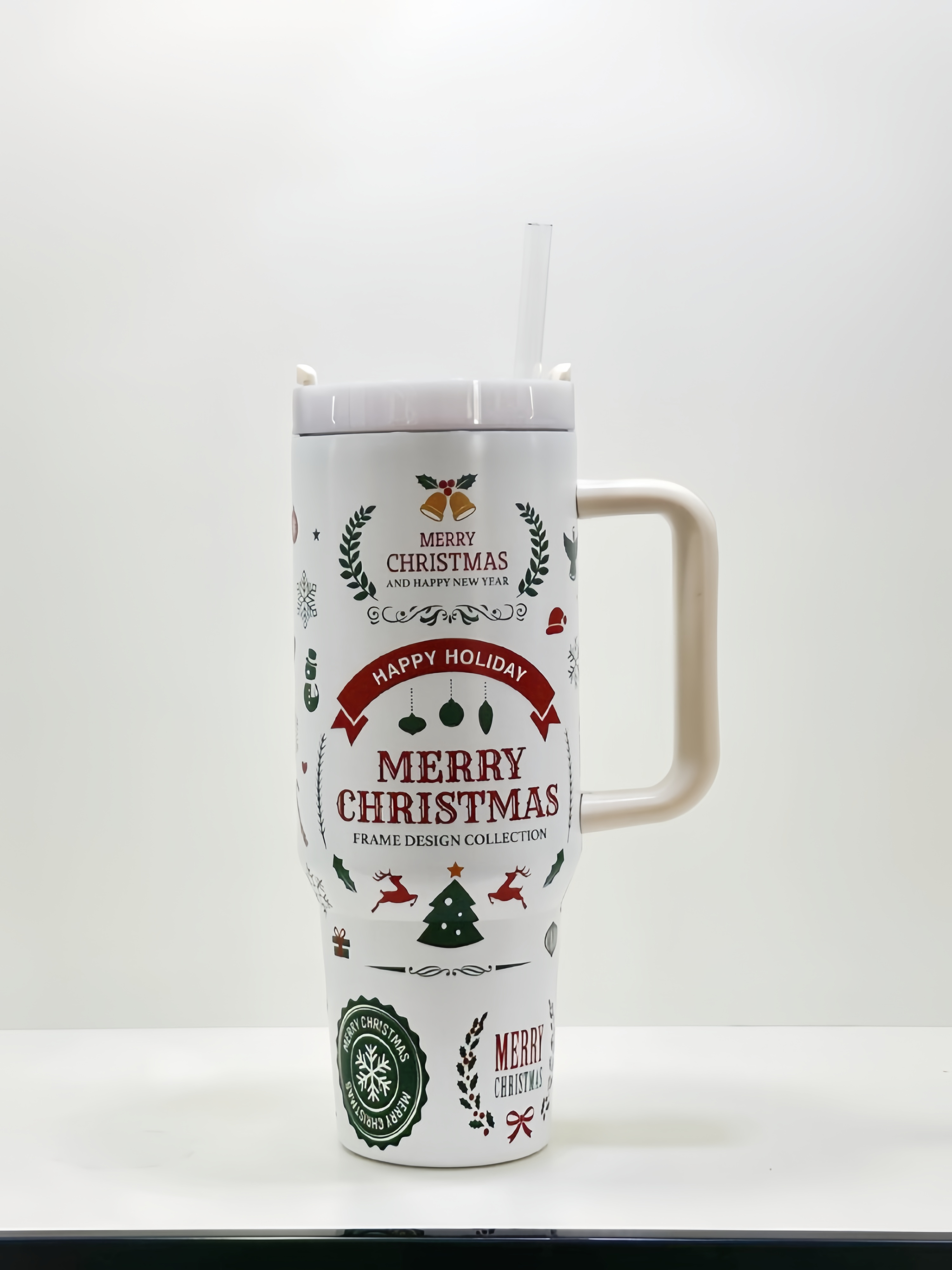 Christmas and Halloween Hot New Style Luminous 40 Ice Cup, High-Value Insulated Cup, Color-Changing Gift