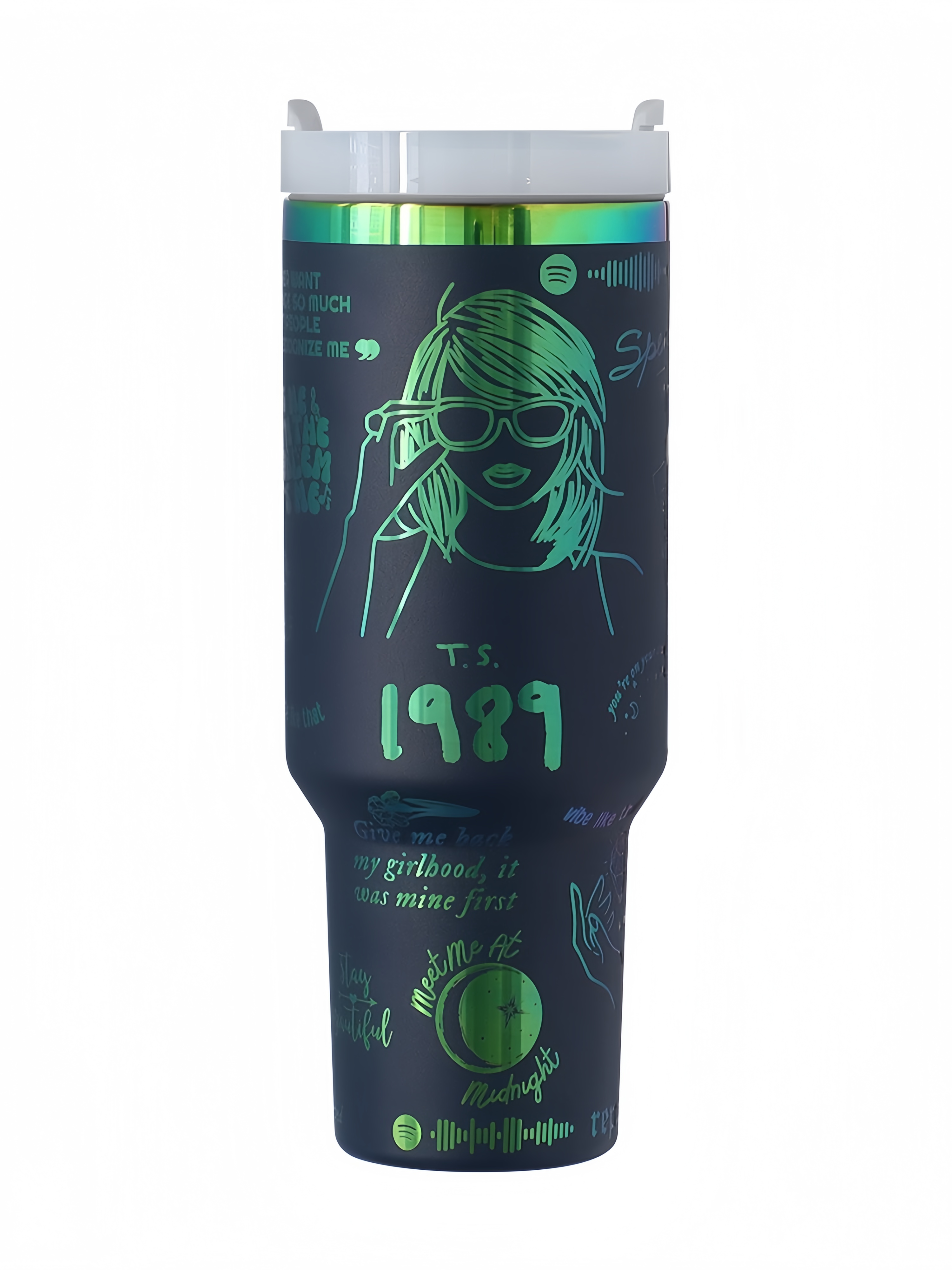 Taylor Colorful Ion Plating Laser Car Thermos Cup, Ice Cup, Water Cup with Straw