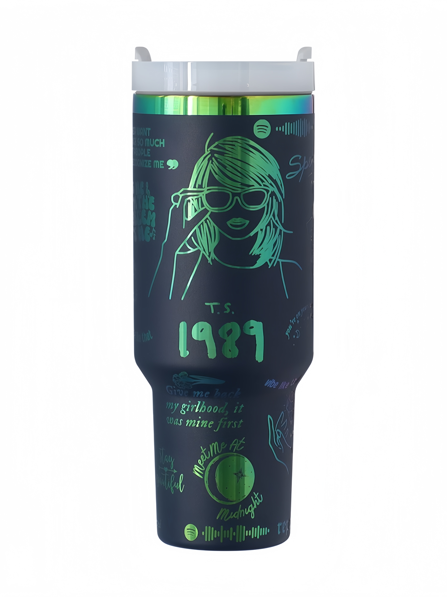 Taylor Colorful Ion Plating Laser Car Thermos Cup, Ice Cup, Water Cup with Straw