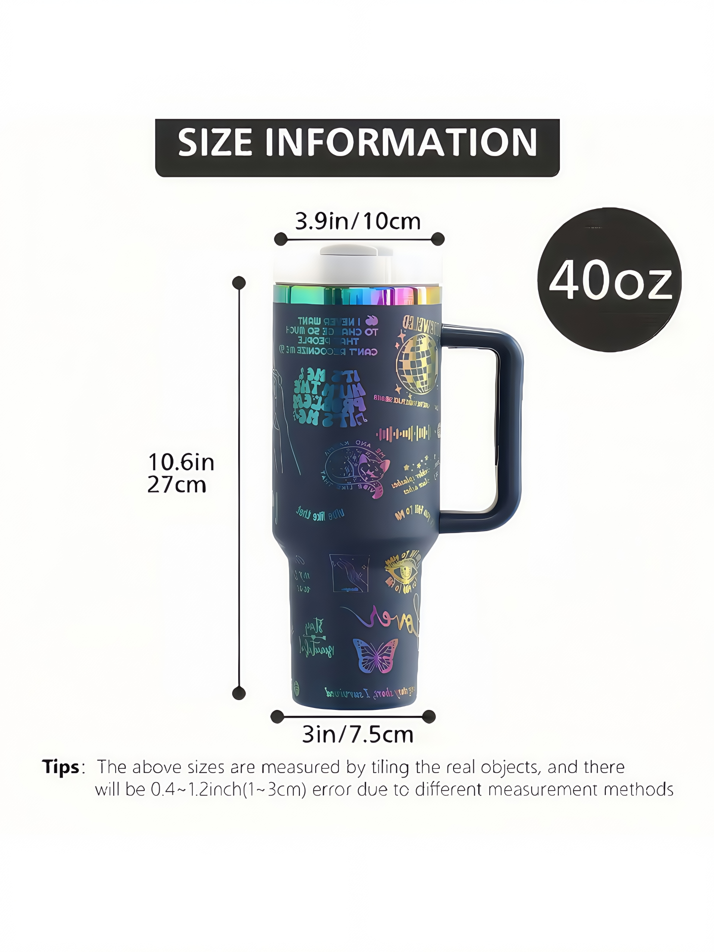 Taylor Colorful Ion Plating Laser Car Thermos Cup, Ice Cup, Water Cup with Straw