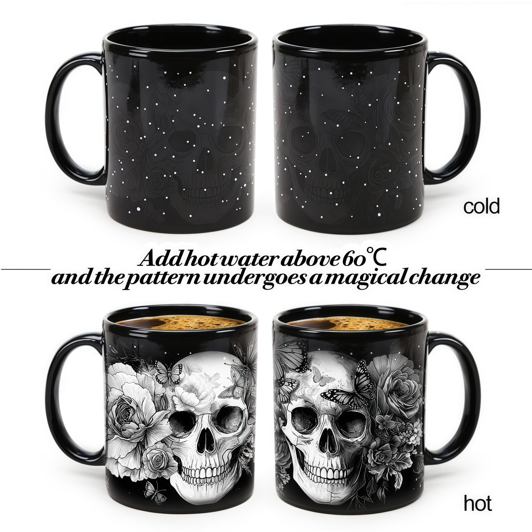 Skull and Rose Color-Changing Mug