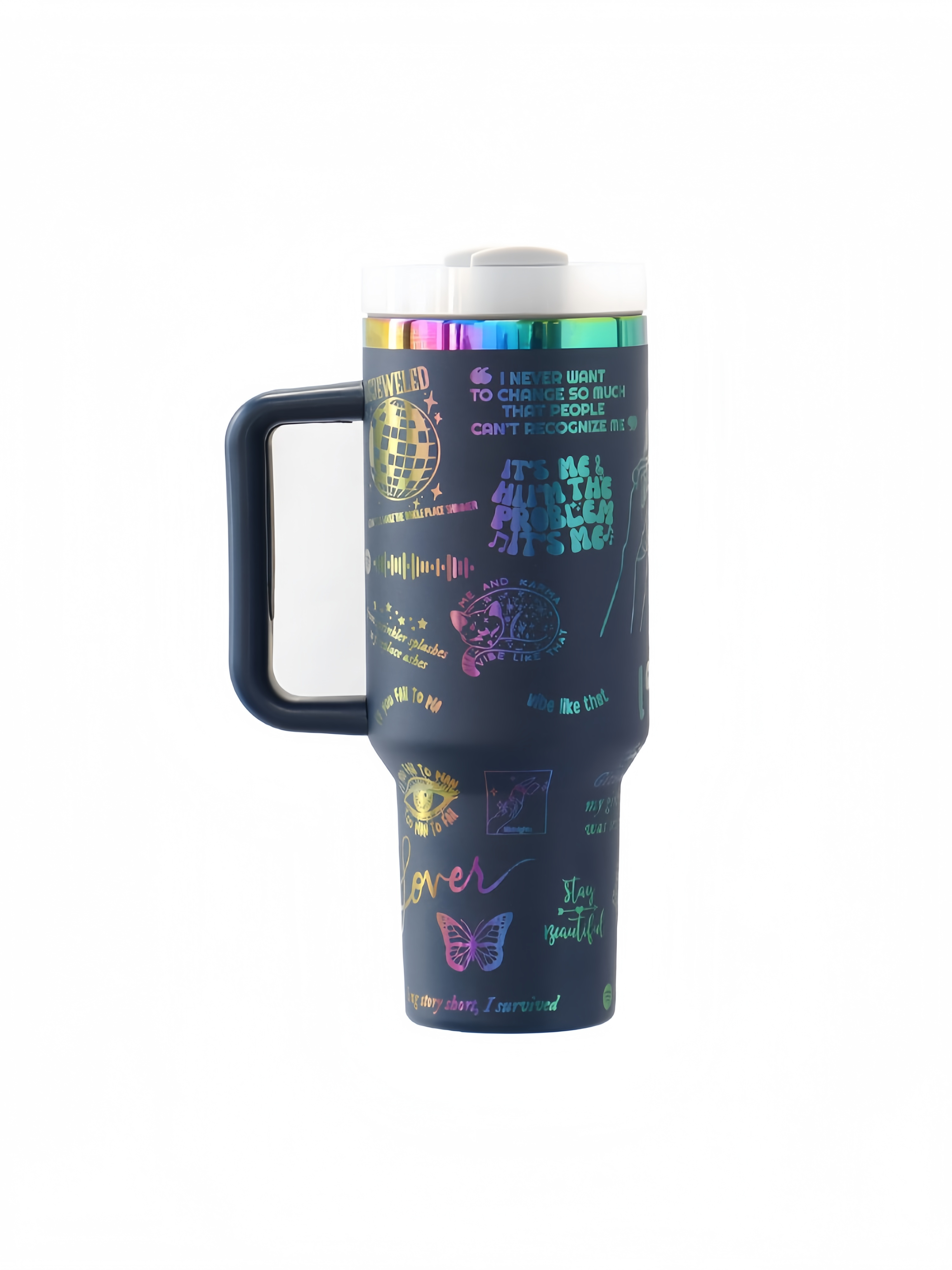 Taylor Colorful Ion Plating Laser Car Thermos Cup, Ice Cup, Water Cup with Straw