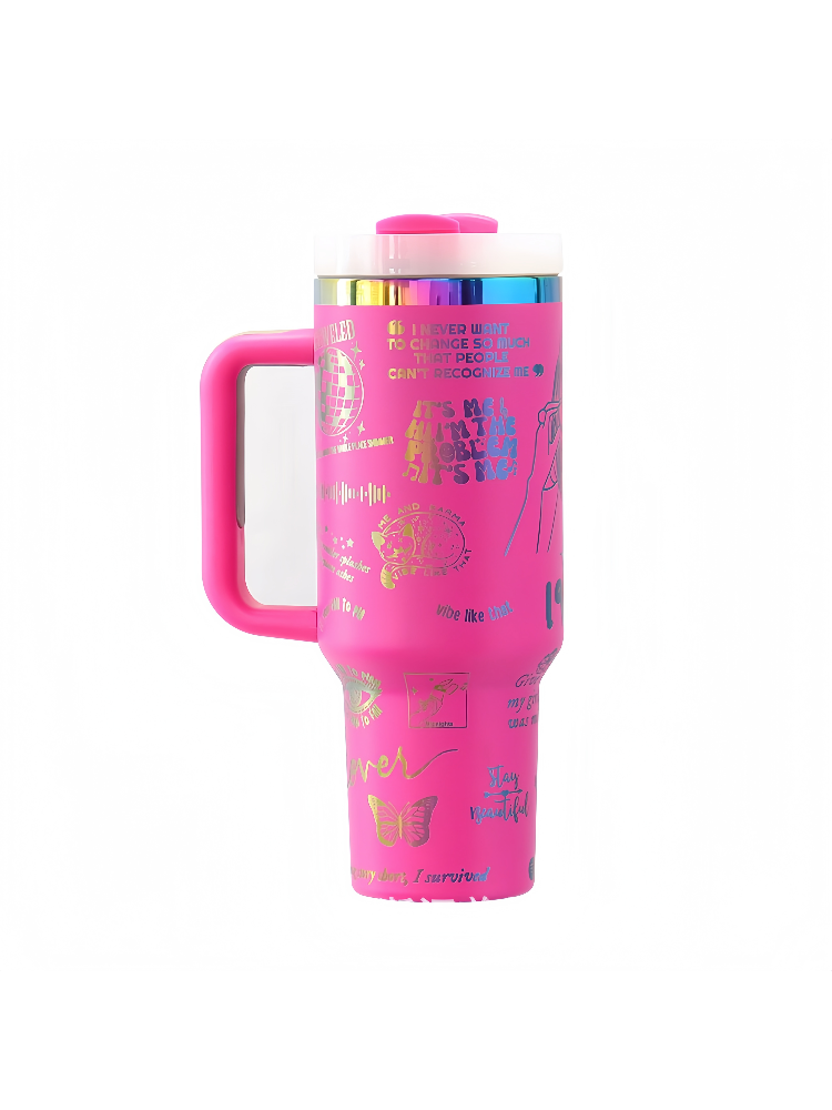 Taylor Colorful Ion Plating Laser Car Thermos Cup, Ice Cup, Water Cup with Straw