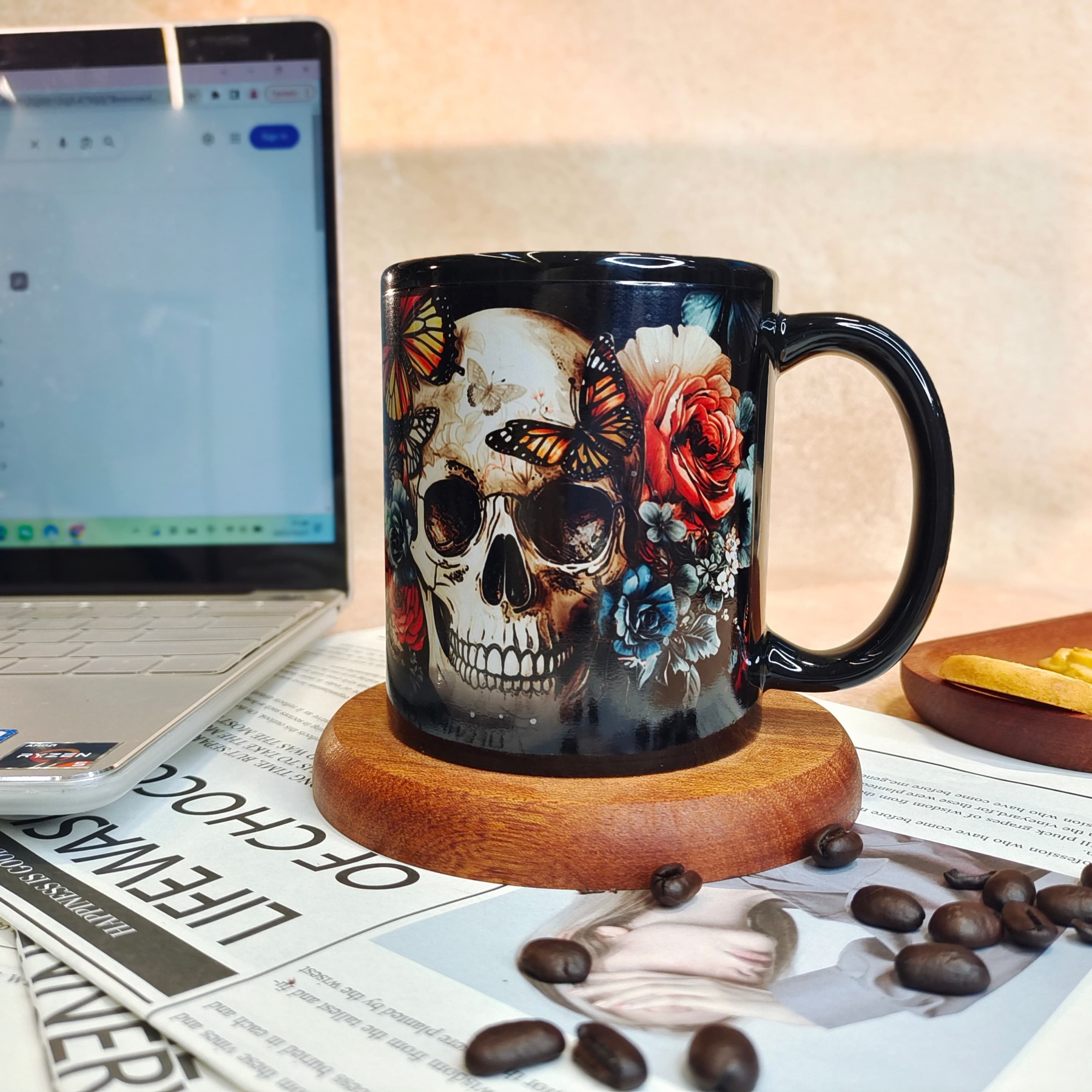 Skull and Rose Color-Changing Mug
