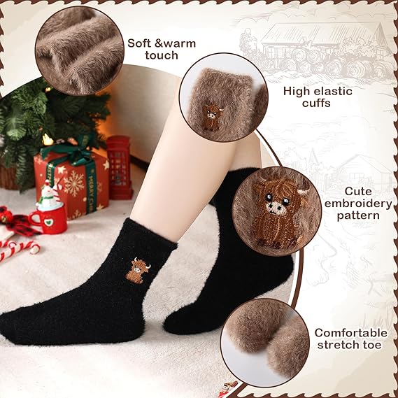 Soft Warm Cow Socks Material