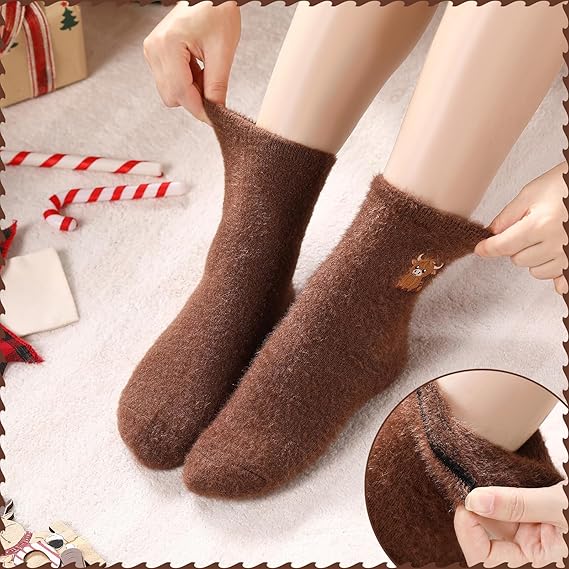 Highland Cow Embroidered Socks