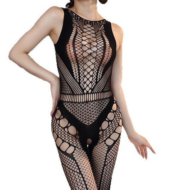 Plus Size Open-Crotch Sheer Bodystocking – Sexy Stretch Mesh One-Piece