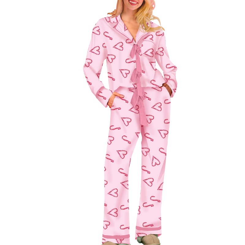 Christmas Digital Print Long Sleeve Pajama Set for Women