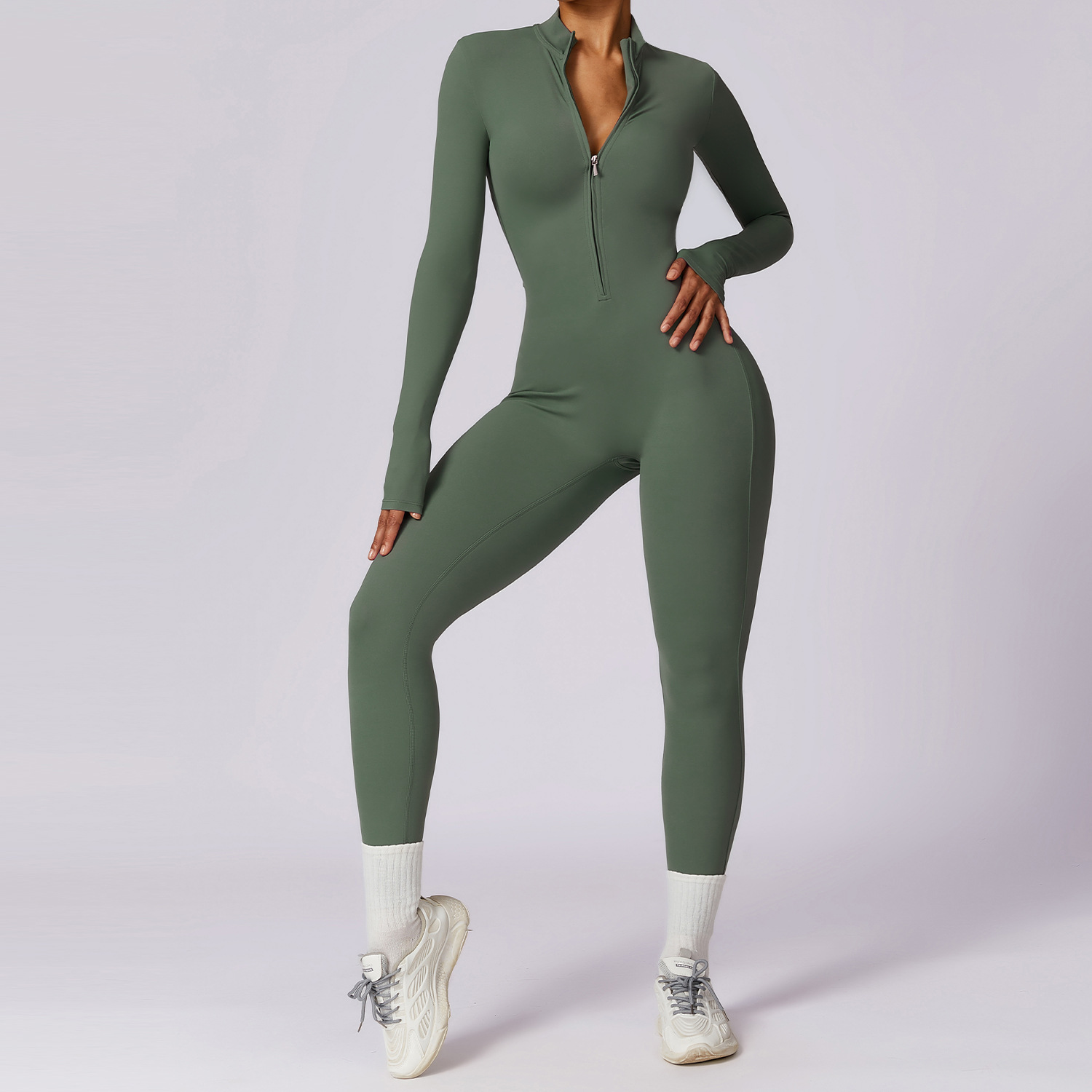 High-Performance Long-Sleeve Yoga Bodysuit