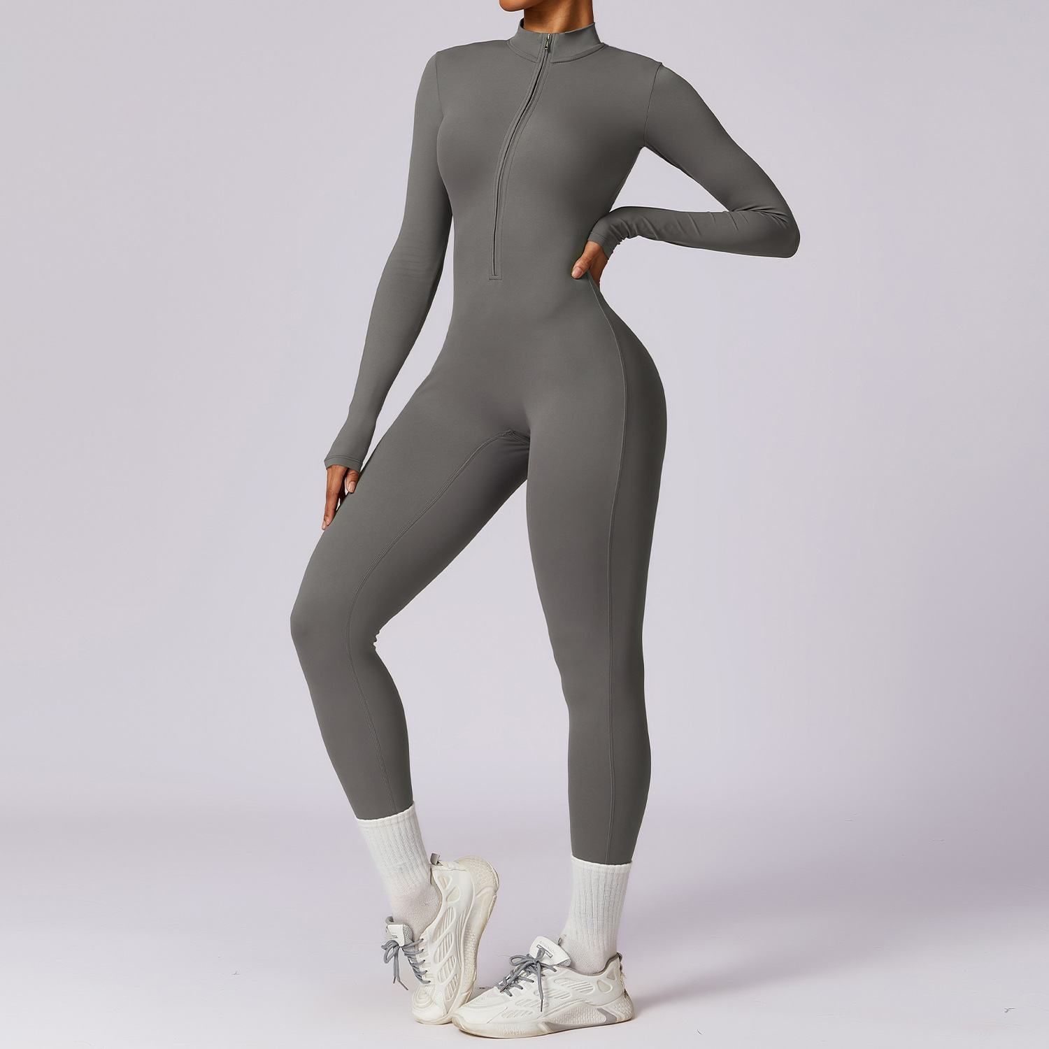High-Performance Long-Sleeve Yoga Bodysuit