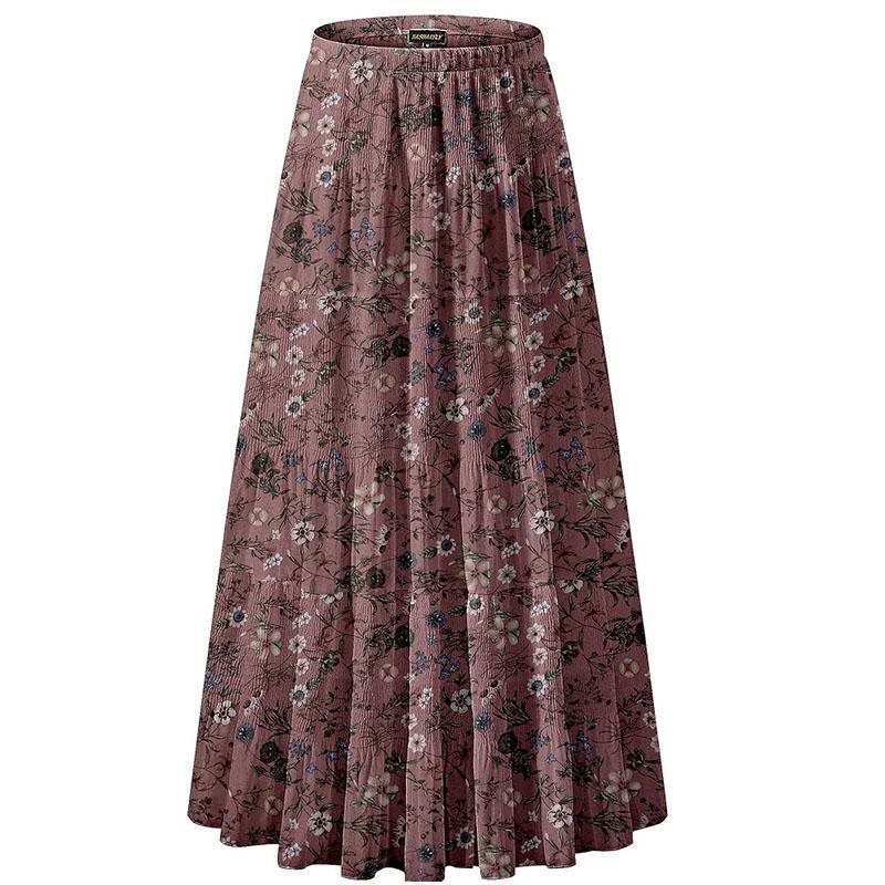 Women's Chiffon Elastic High Waist Pleated A Line Flared