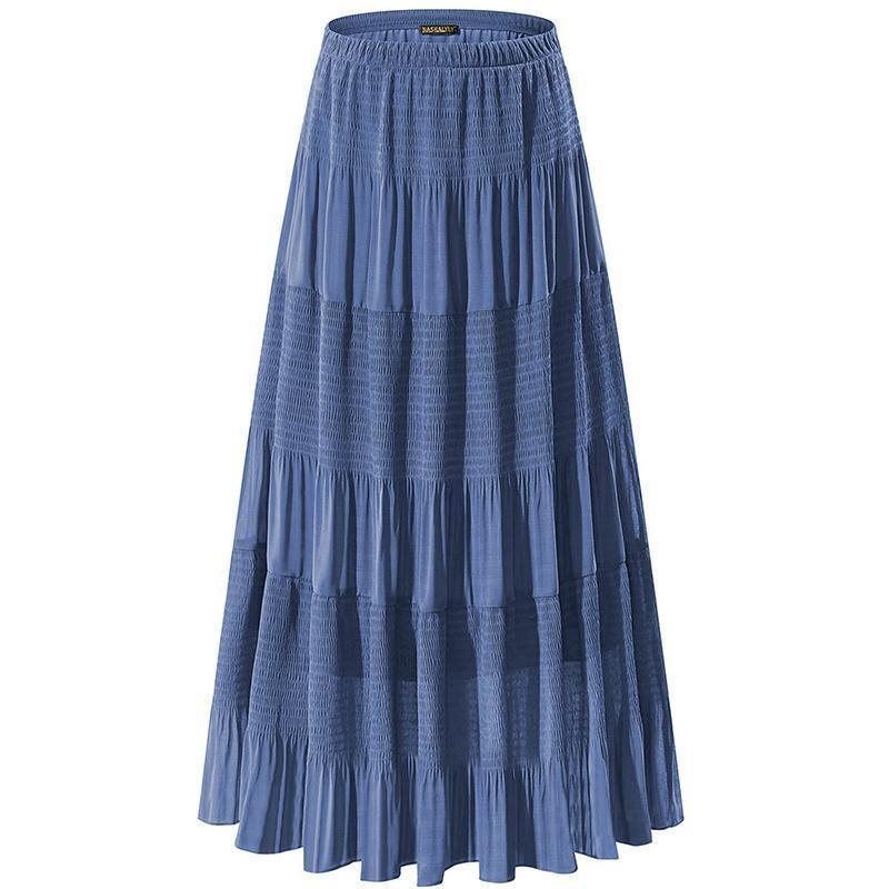 Women's Chiffon Elastic High Waist Pleated A Line Flared