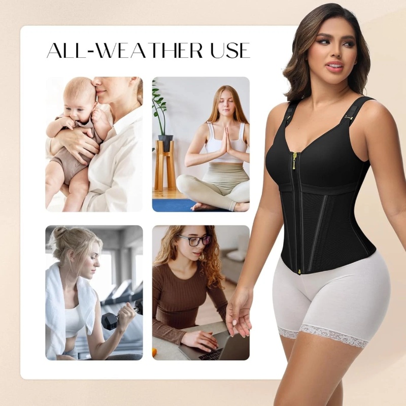 Enhanced Breathable Mesh Shapewear Top with Waist Belt