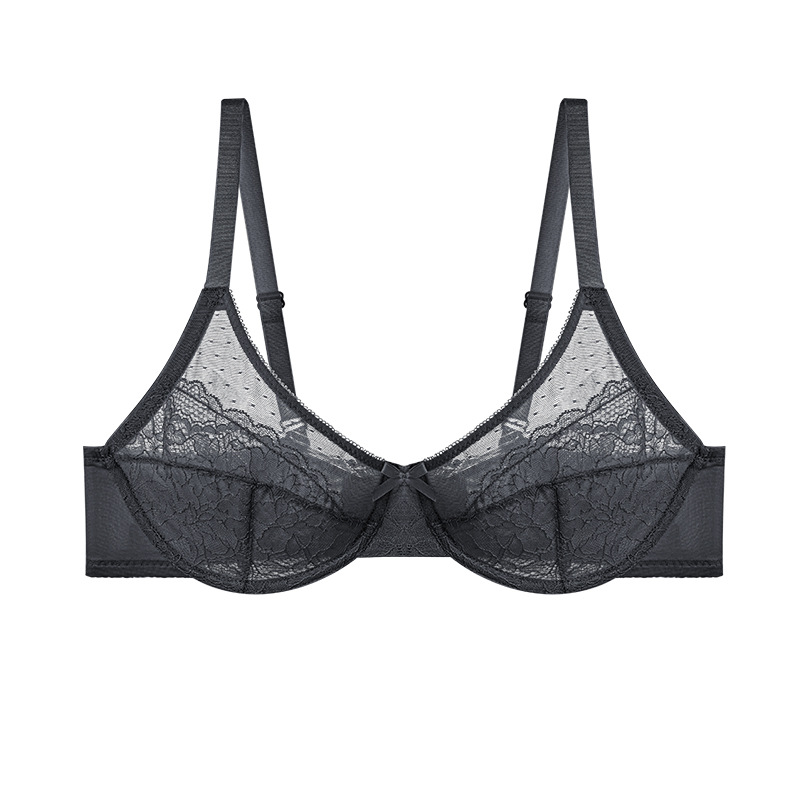 French Sheer Mesh Push-Up Underwire Bra