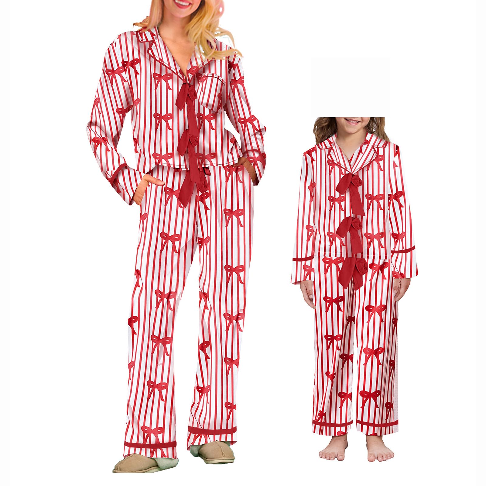 Christmas Digital Print Long Sleeve Pajama Set for Women