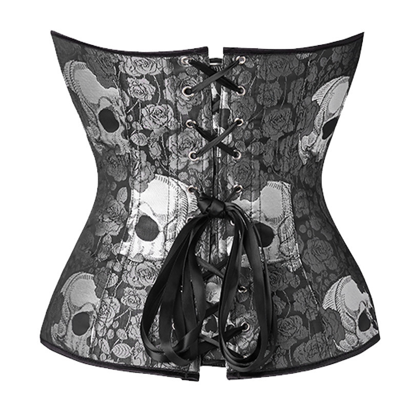 Halloween Skull Print Waist Cincher Corset