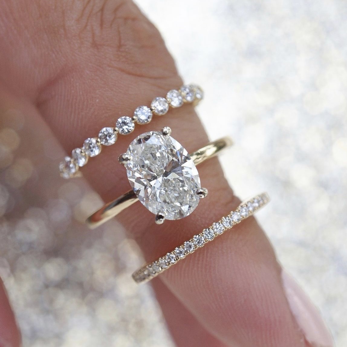 Exquisite Sparkling Cubic Zirconia Stackable Ring Set for Women (3PCS)