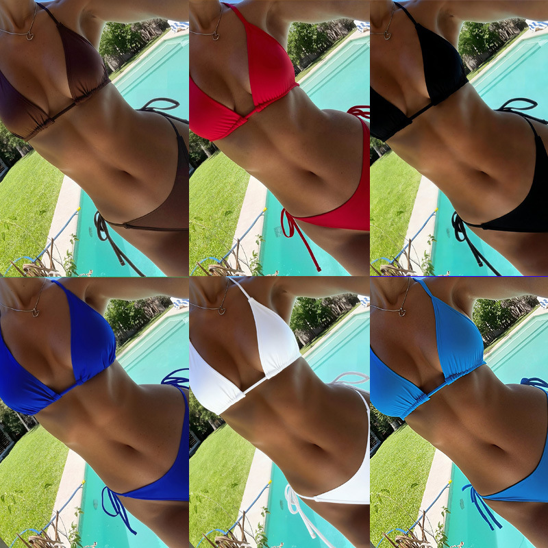 Sexy Triangle Tie-Back Bikini Set for Women