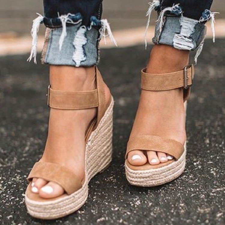 Womens Espadrille Wedge Sandals – Adjustable Ankle Strap Platform Heels
