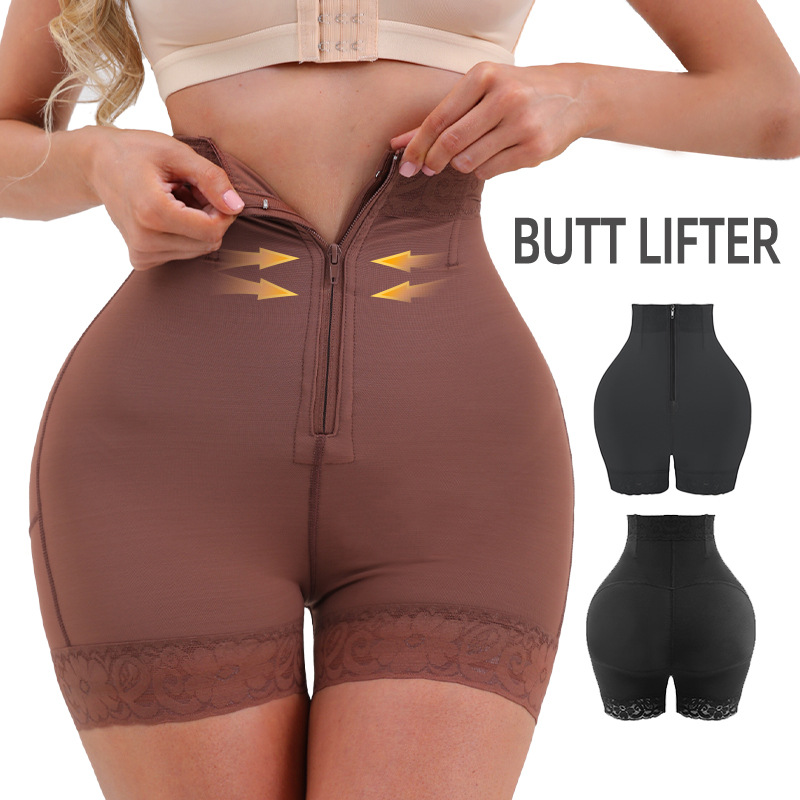 Lace Zipper High-Waist Butt Lifting Shapewear Pants