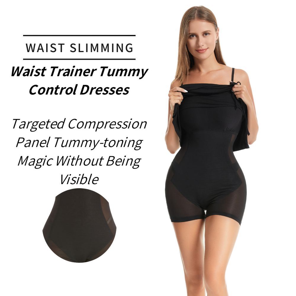 ribbed body-shaping dress with built-in shapewear