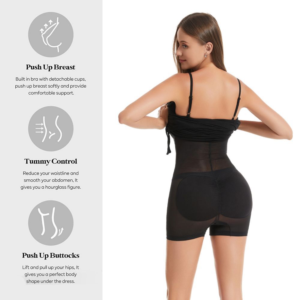 ribbed body-shaping dress with built-in shapewear