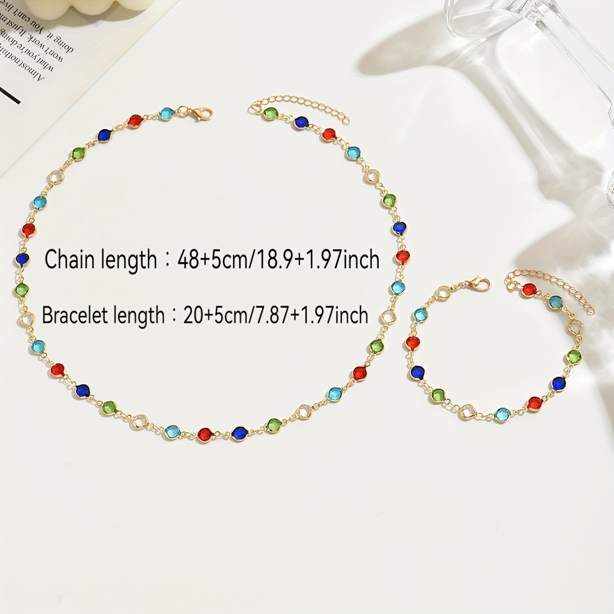 Colorful Gemstone Necklace & Bracelet Set