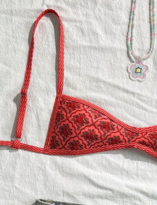 🌸 Vintage Pattern Triangle Bikini Set