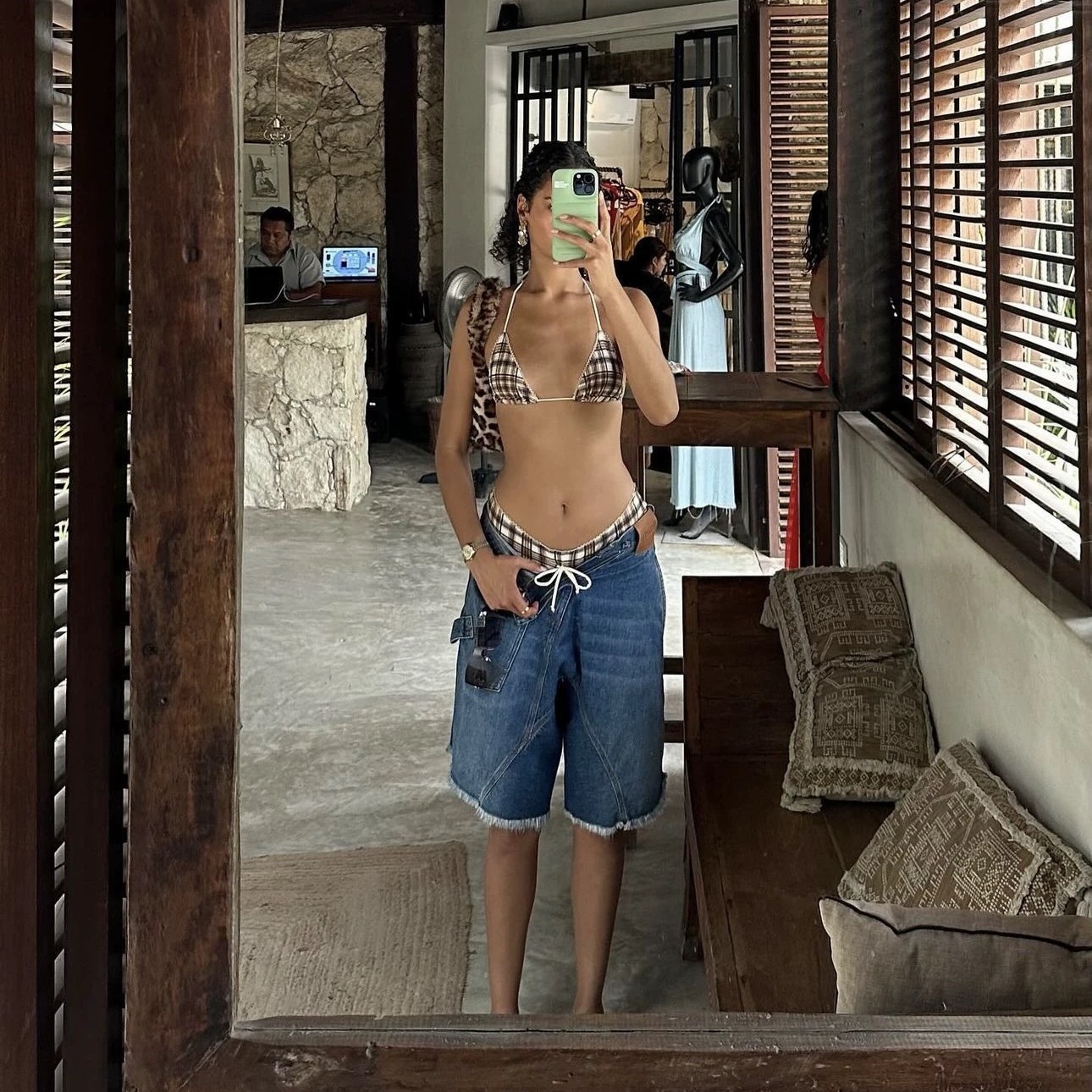 Lace Trim Plaid Bikini Set – Beach Vacation Style Swimsuit 🌊👙✨