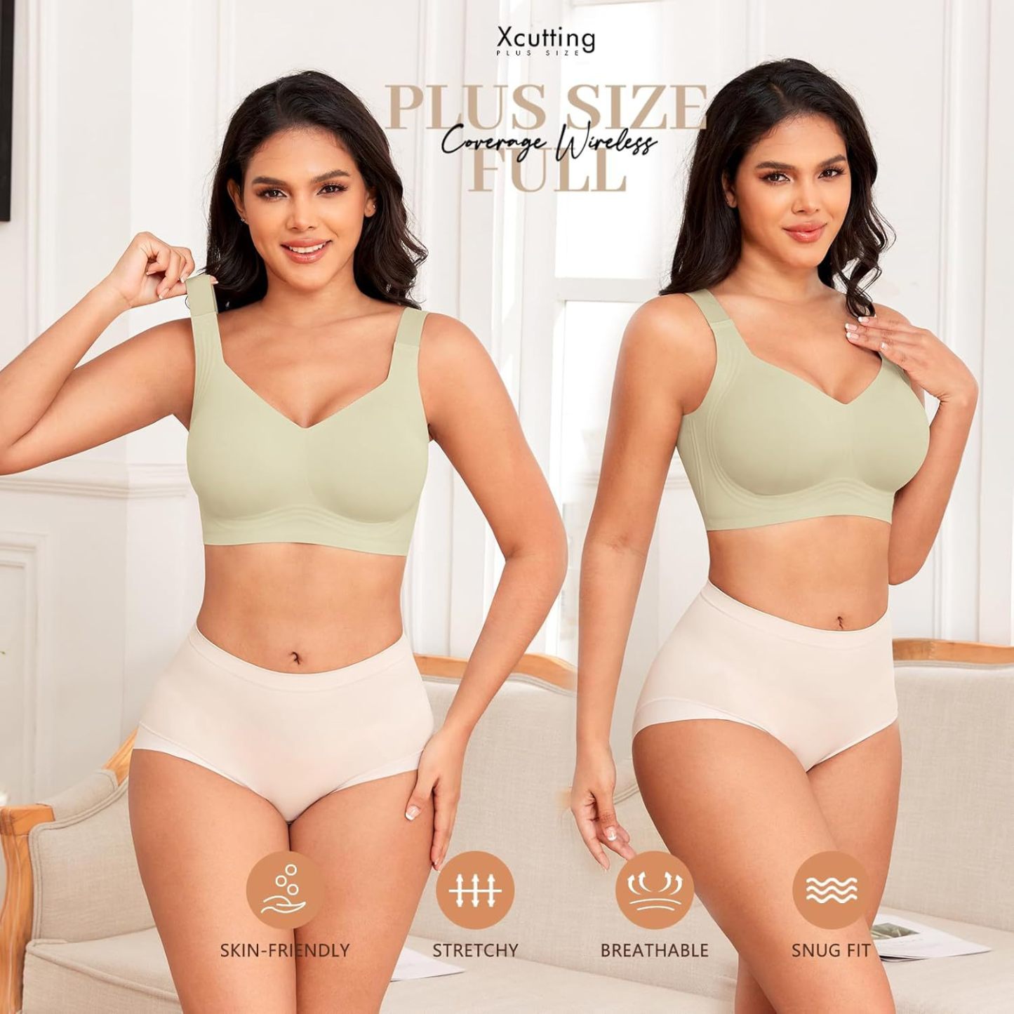 Seamless Soft-Support Wireless Bra for Full Bust