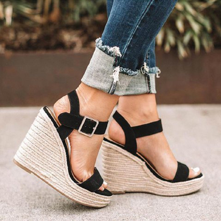 Womens Espadrille Wedge Sandals – Adjustable Ankle Strap Platform Heels