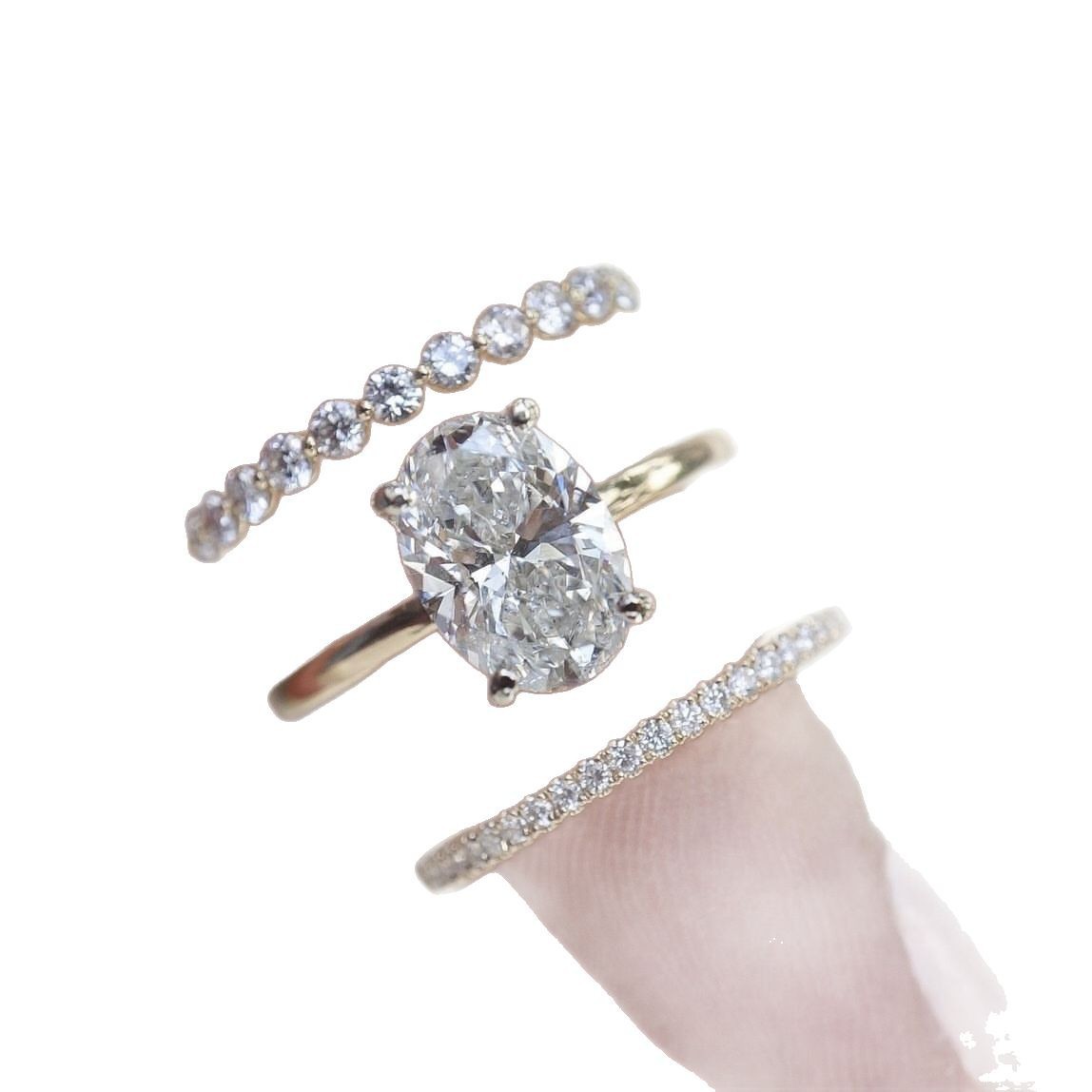 Exquisite Sparkling Cubic Zirconia Stackable Ring Set for Women (3PCS)