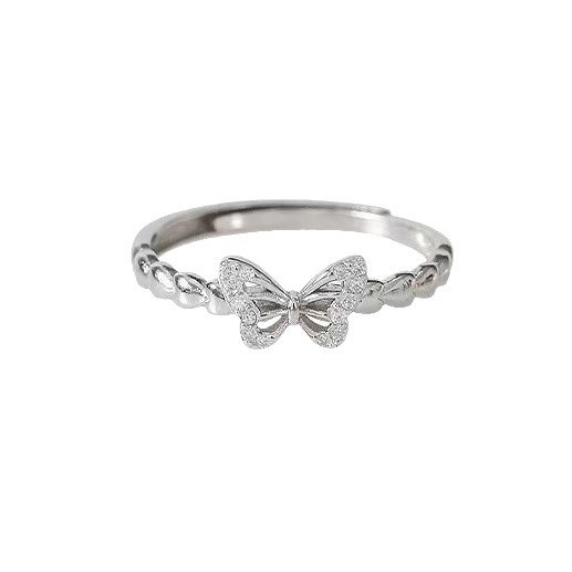 Elegant Butterfly CZ Ring for Women – Dainty Crystal Adjustable Band
