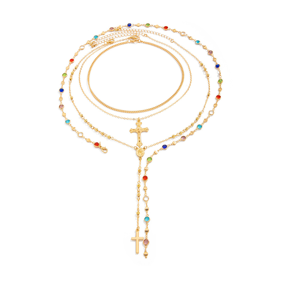 Vintage Luxe CZ Cross Tassel Necklace