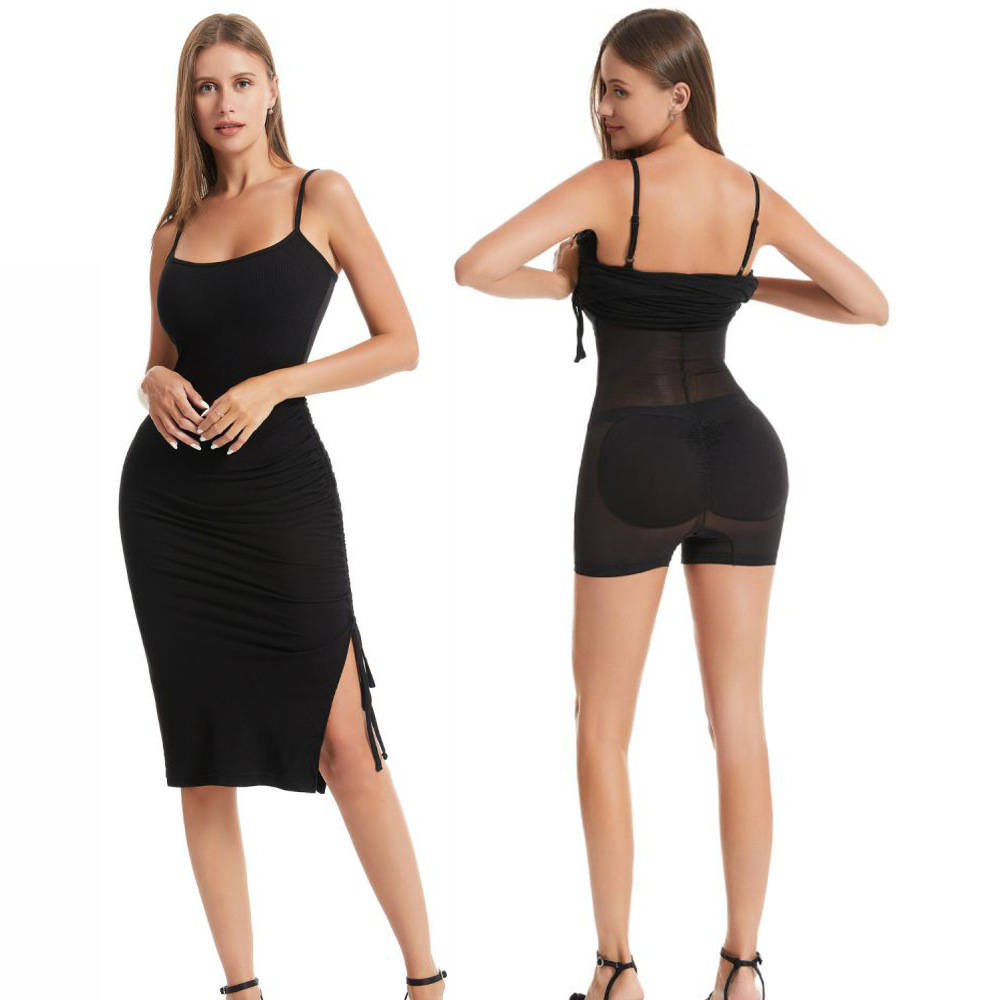 ribbed body-shaping dress with built-in shapewear