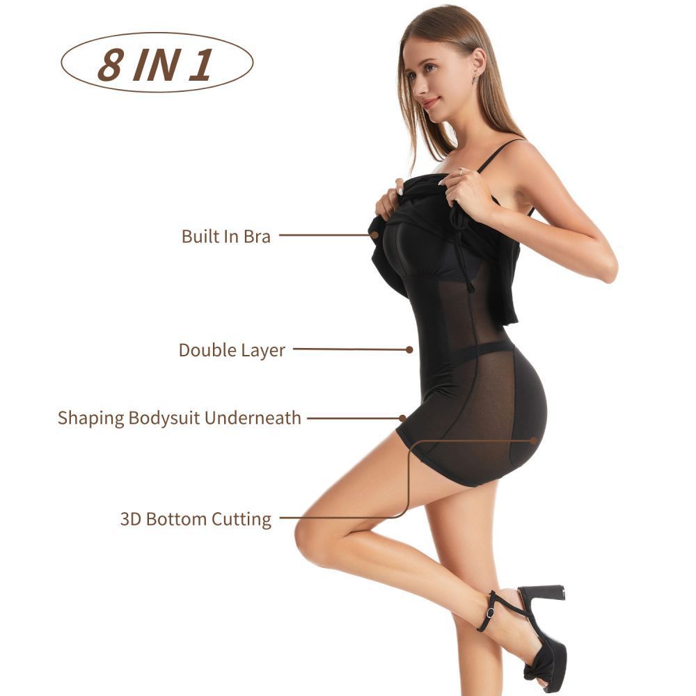 ribbed body-shaping dress with built-in shapewear