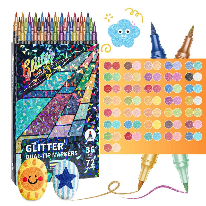 🔥Last Day Discount 49% Off🎨24/48/72/96 Colors Glitter Effect Brush Markers