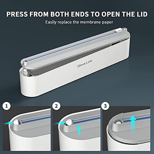 Magnetic Plastic Wrap Dispenser with Cutter – Refillable BPA-Free