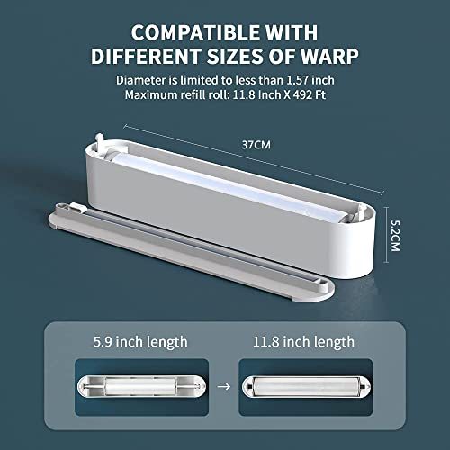 Magnetic Plastic Wrap Dispenser with Cutter – Refillable BPA-Free