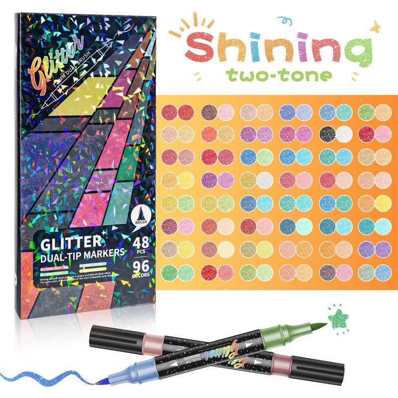 🔥Last Day Discount 49% Off🎨24/48/72/96 Colors Glitter Effect Brush Markers