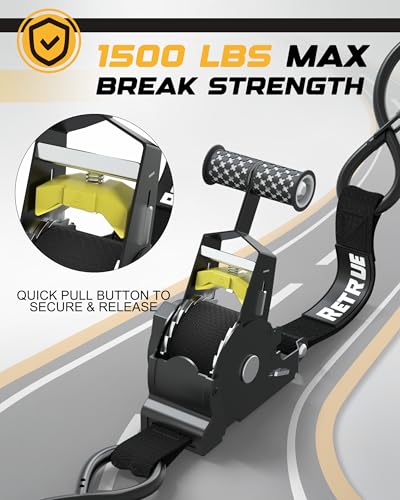 Heavy Duty Self Retracting Ratchet Tie Down Strap with Hooks