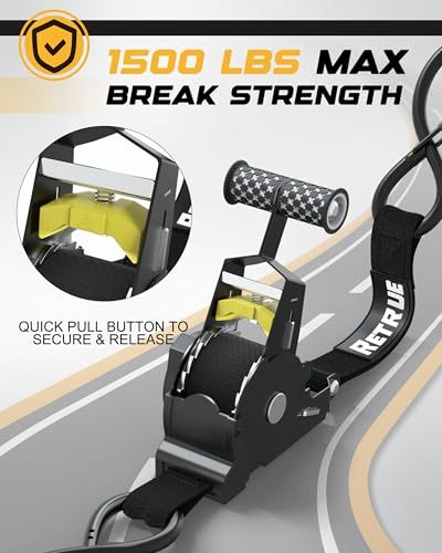 Heavy Duty Self Retracting Ratchet Tie Down Strap with Hooks