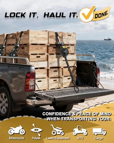 Heavy Duty Self Retracting Ratchet Tie Down Strap with Hooks